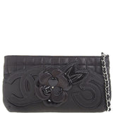 CHANEL Around 2004 Made Chocolate Bar Camellia Cc Mark No.5 Chain Pouch Black