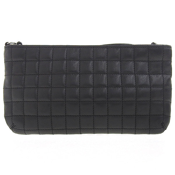 CHANEL Around 2004 Made Chocolate Bar Camellia Cc Mark No.5 Chain Pouch Black
