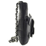 CHANEL Around 2004 Made Chocolate Bar Camellia Cc Mark No.5 Chain Pouch Black