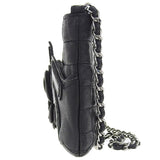 CHANEL Around 2004 Made Chocolate Bar Camellia Cc Mark No.5 Chain Pouch Black