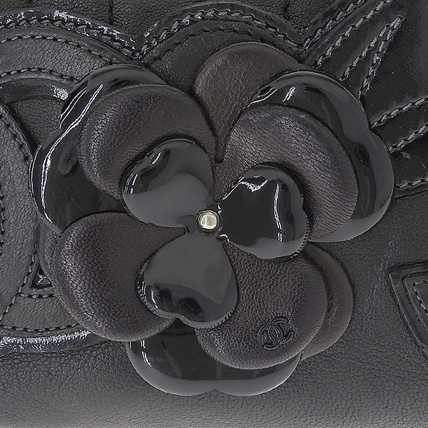 CHANEL Around 2004 Made Chocolate Bar Camellia Cc Mark No.5 Chain Pouch Black