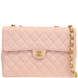 CHANEL Around 2001 Made Classic Flap Chain Bag Jumbo Baby Pink
