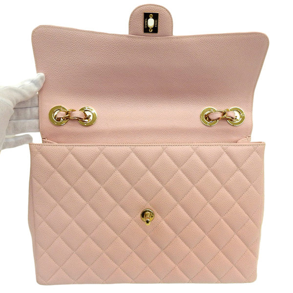 CHANEL Around 2001 Made Classic Flap Chain Bag Jumbo Baby Pink