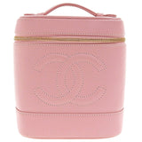 CHANEL Around 2004 Made Caviar Skin Cc Mark Stitch Vanity Soft Pink