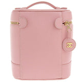CHANEL Around 2004 Made Caviar Skin Cc Mark Stitch Vanity Soft Pink