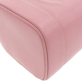 CHANEL Around 2004 Made Caviar Skin Cc Mark Stitch Vanity Soft Pink