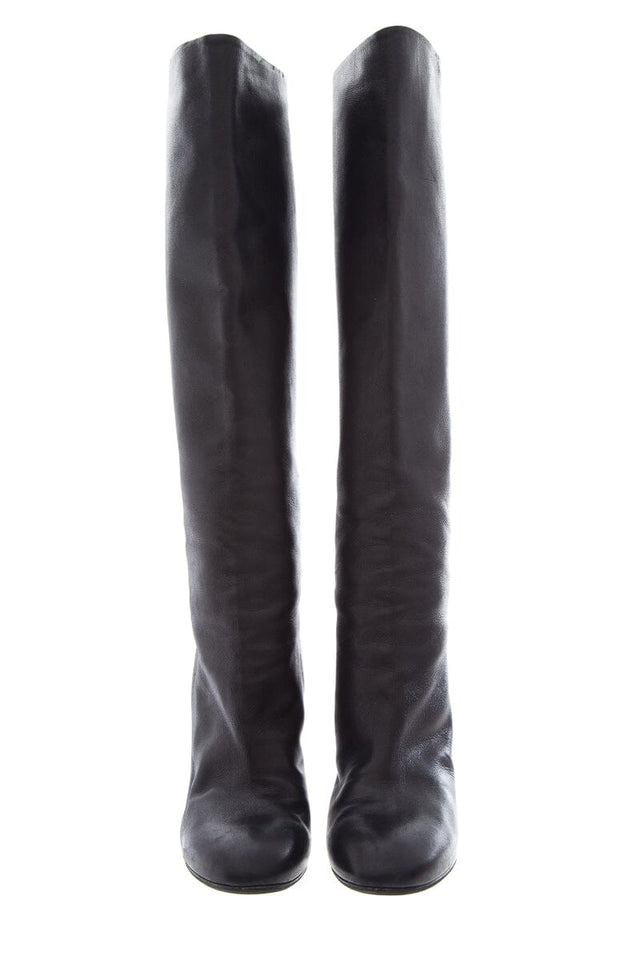 Chanel Black Leather High Boots SZ 36