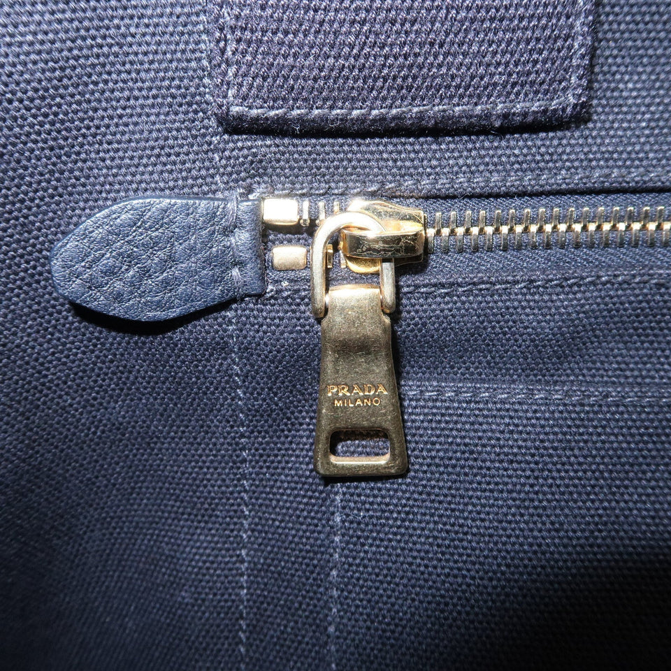 Prada Canapa Canvas Tote Bag Hand Bag Black BN1877