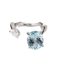 Dior Diorama Precieuse Diamond Aquamarine Ring in 18k White Gold D VS1 0.33 CTW
