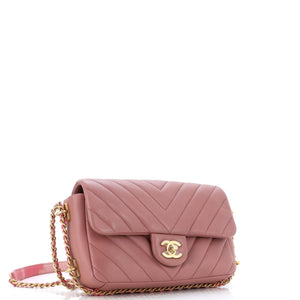 Chain Around CC Flap Bag Chevron Lambskin Mini
