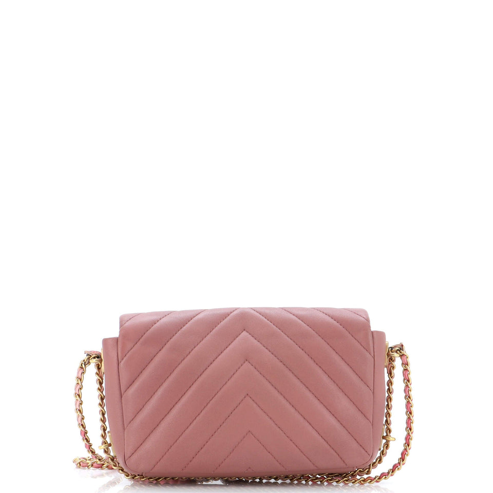 Chain Around CC Flap Bag Chevron Lambskin Mini