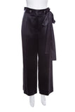 Chanel Rome Collection Black Silk Satin Tie Detail Pant SZ 38