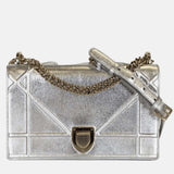 Silver Leather Medium Diorama Shoulder Bag