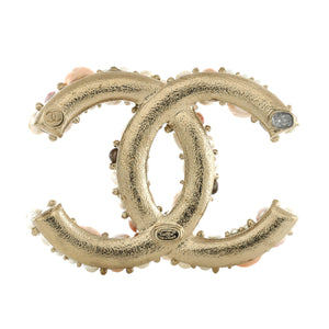 CC Brooch Metal with Crystals and Faux Pearls