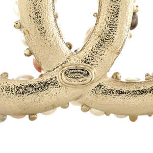 CC Brooch Metal with Crystals and Faux Pearls