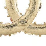 CC Brooch Metal with Crystals and Faux Pearls