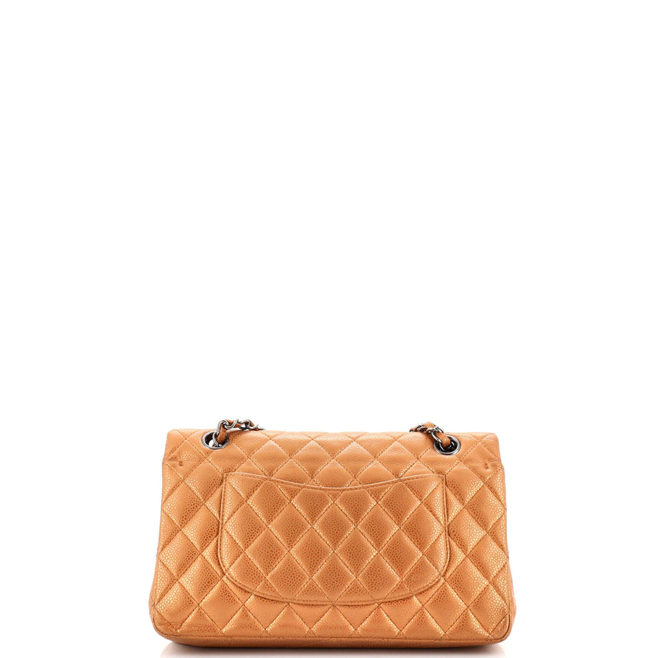 Classic Double Flap Bag Quilted Metallic Caviar Medium