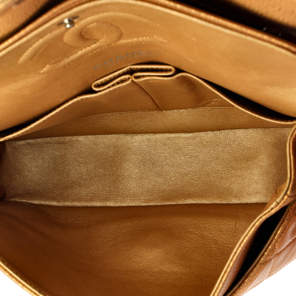 Classic Double Flap Bag Quilted Metallic Caviar Medium