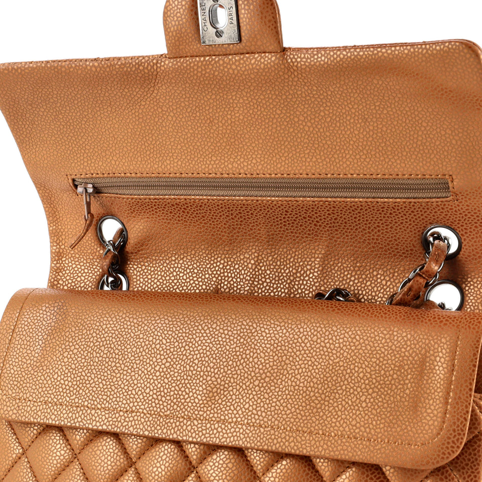 Classic Double Flap Bag Quilted Metallic Caviar Medium