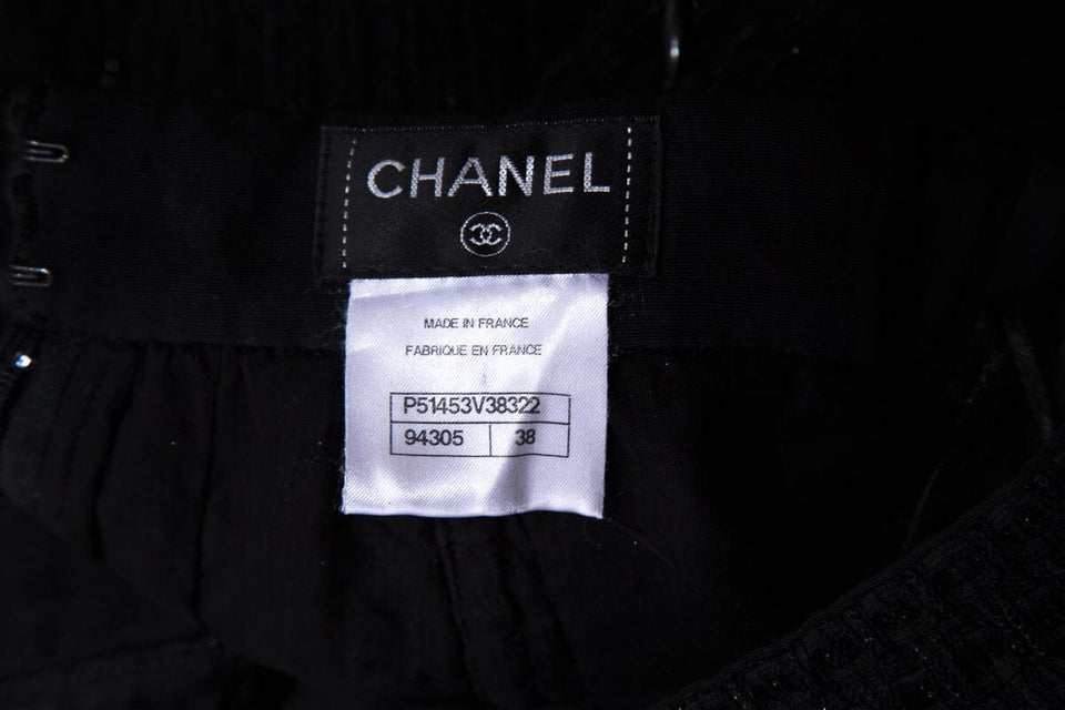 Chanel Black Tweed Skirt SZ 38