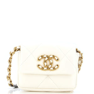 CHANEL 19 Convertible Flap Coin Purse With Chain Quilted Lambskin