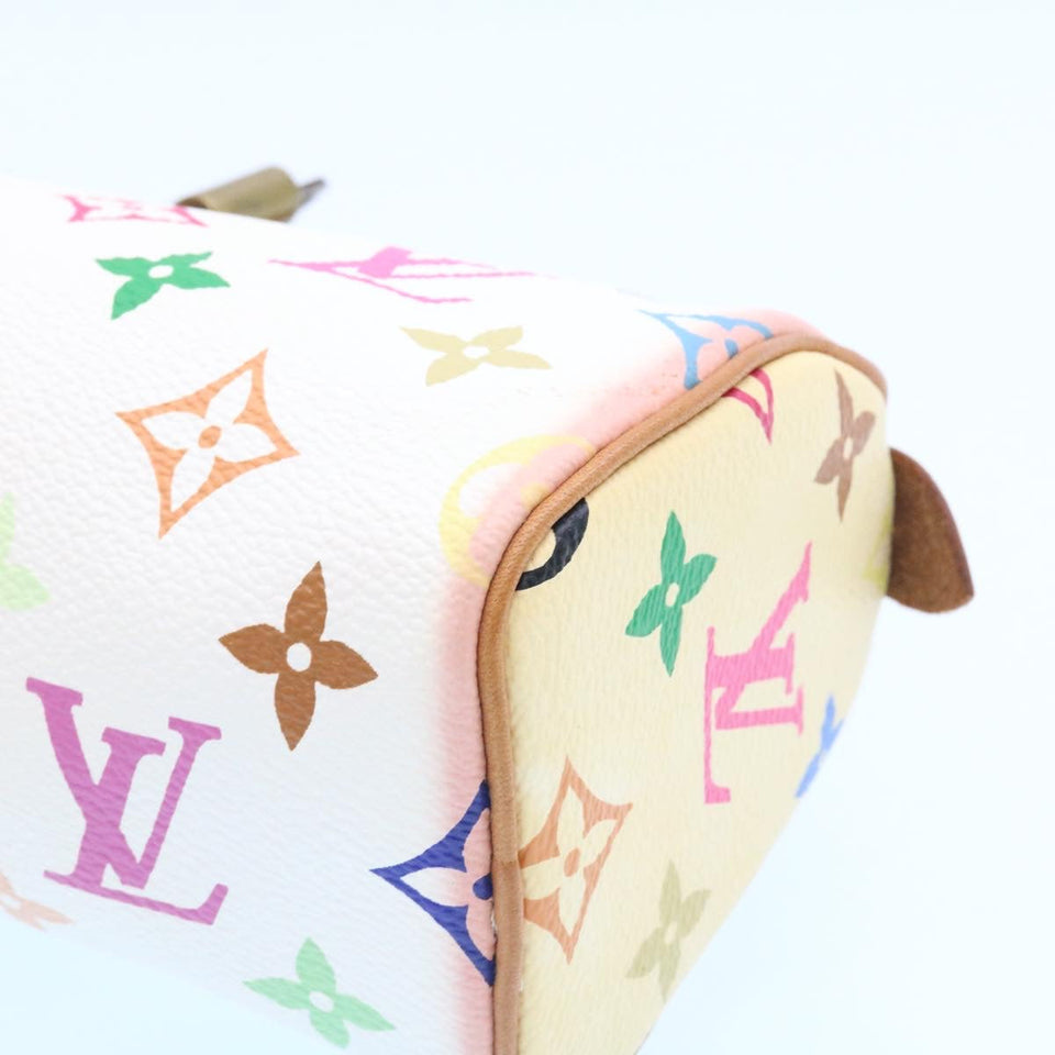 LOUIS VUITTON Monogram Multicolor Mini Speedy Hand Bag White M92645 Auth 25763