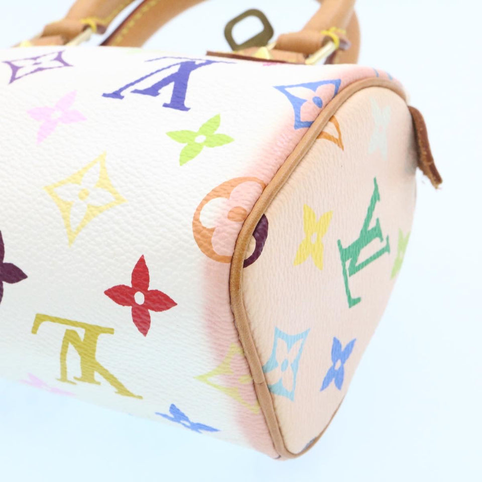 LOUIS VUITTON Monogram Multicolor Mini Speedy Hand Bag White M92645 Auth 25763