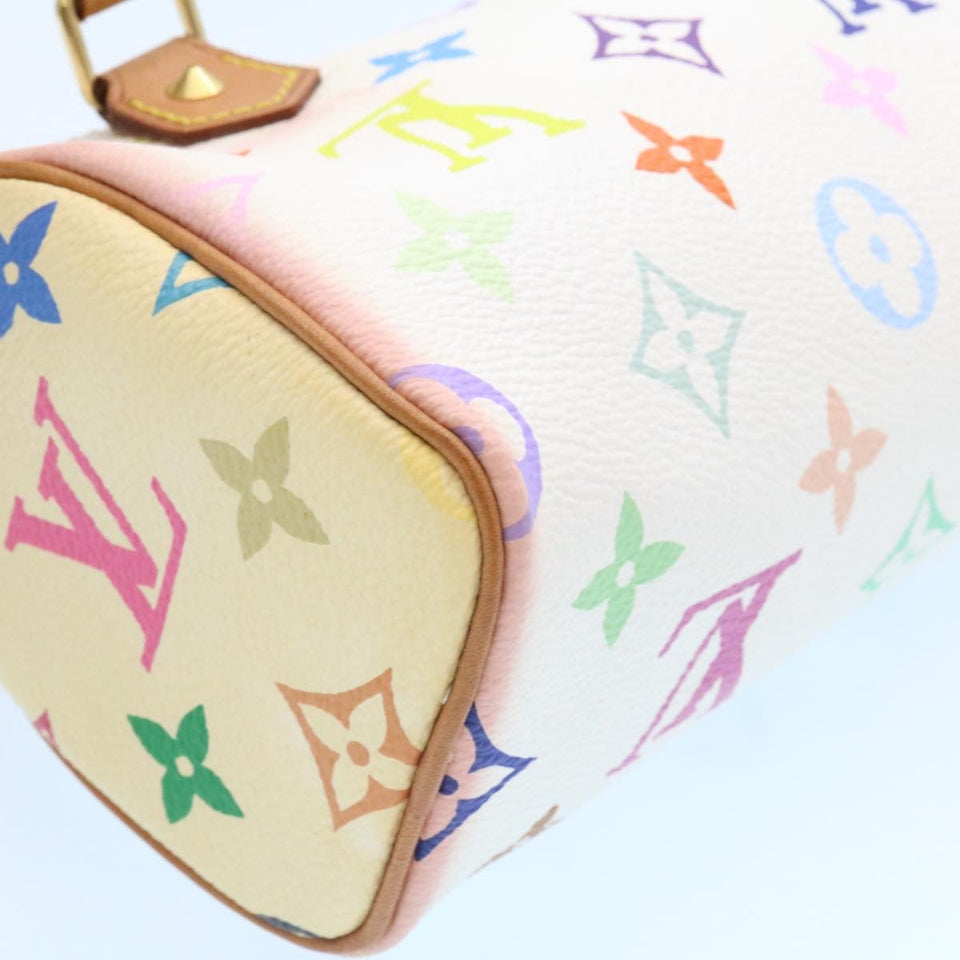 LOUIS VUITTON Monogram Multicolor Mini Speedy Hand Bag White M92645 Auth 25763
