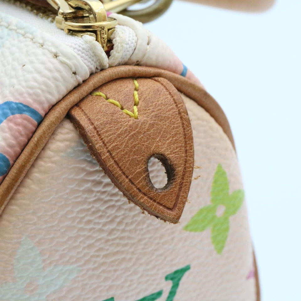 LOUIS VUITTON Monogram Multicolor Mini Speedy Hand Bag White M92645 Auth 25763