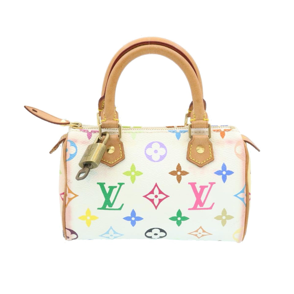 LOUIS VUITTON Monogram Multicolor Mini Speedy Hand Bag White M92645 Auth 25763