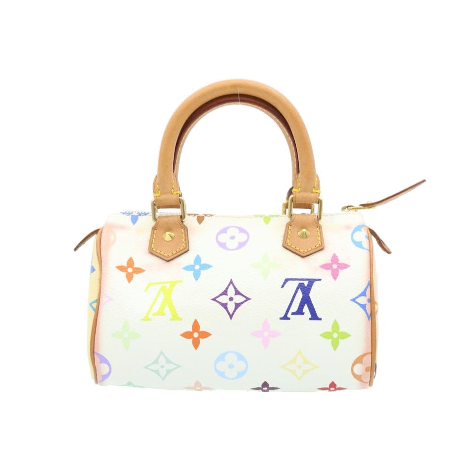 LOUIS VUITTON Monogram Multicolor Mini Speedy Hand Bag White M92645 Auth 25763