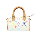 LOUIS VUITTON Monogram Multicolor Mini Speedy Hand Bag White M92645 Auth 25763