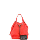 CC Drawstring Bucket Bag Quilted Calfskin Medium