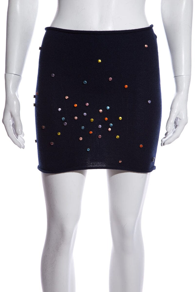 Chanel Confetti Cashmere Navy Skirt SZ 34
