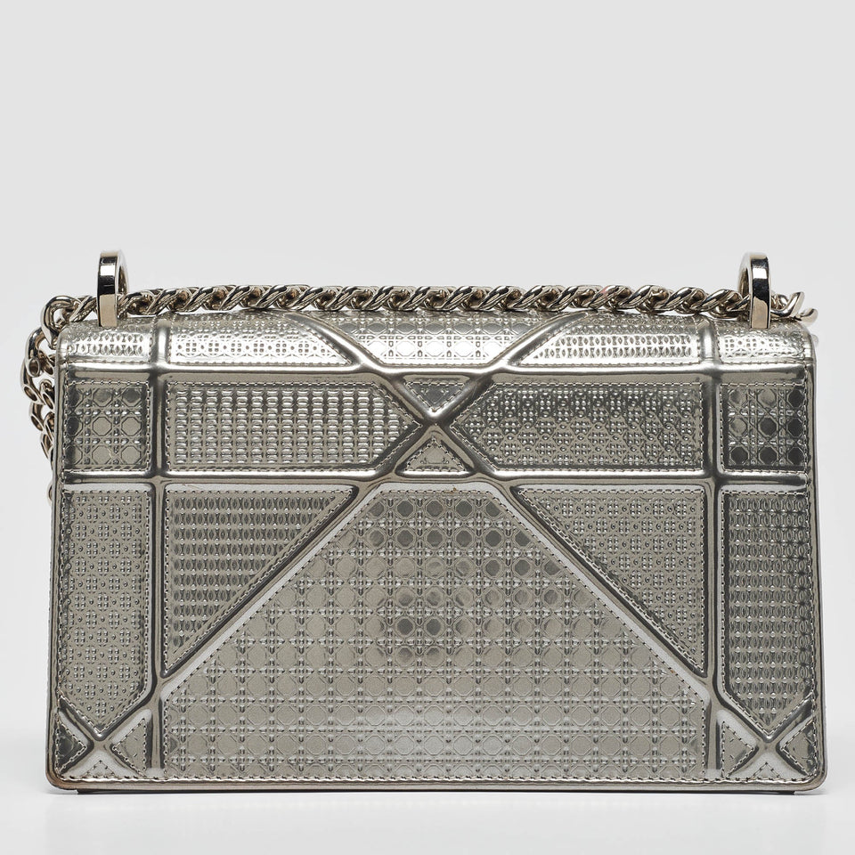 Dior Silver Patent Leather Small Diorama Shoulder Bag