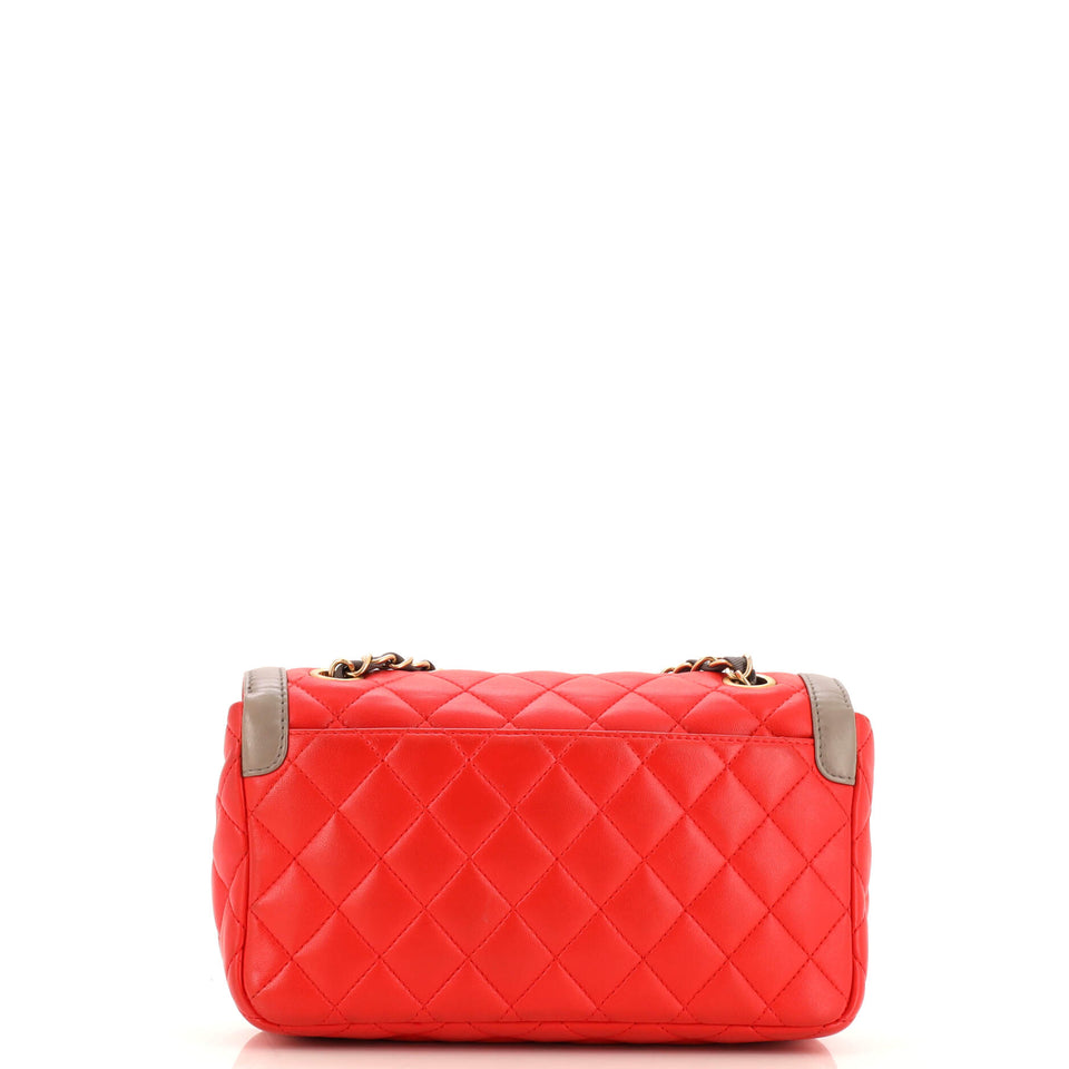 Two Tone Flap Bag Quilted Lambskin Small