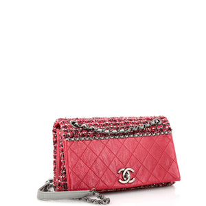CC Chain Flap Bag Quilted Embellished Tweed and Quilted Calfskin Small