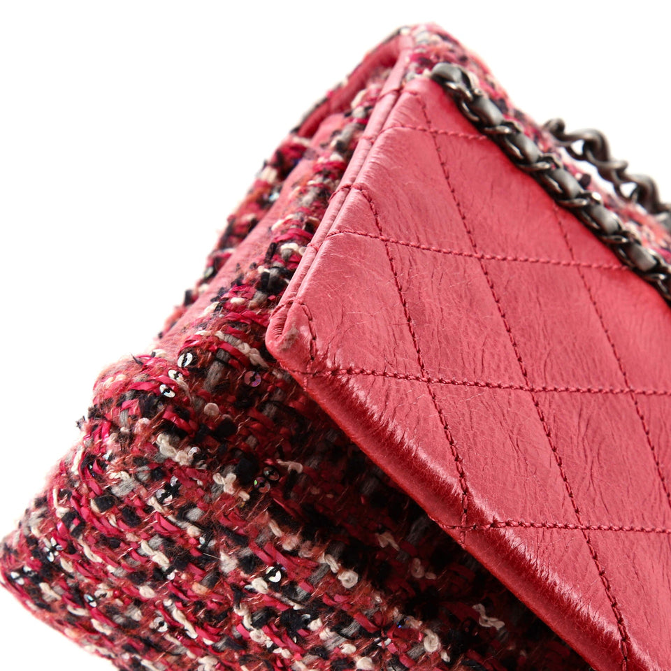 CC Chain Flap Bag Quilted Embellished Tweed and Quilted Calfskin Small