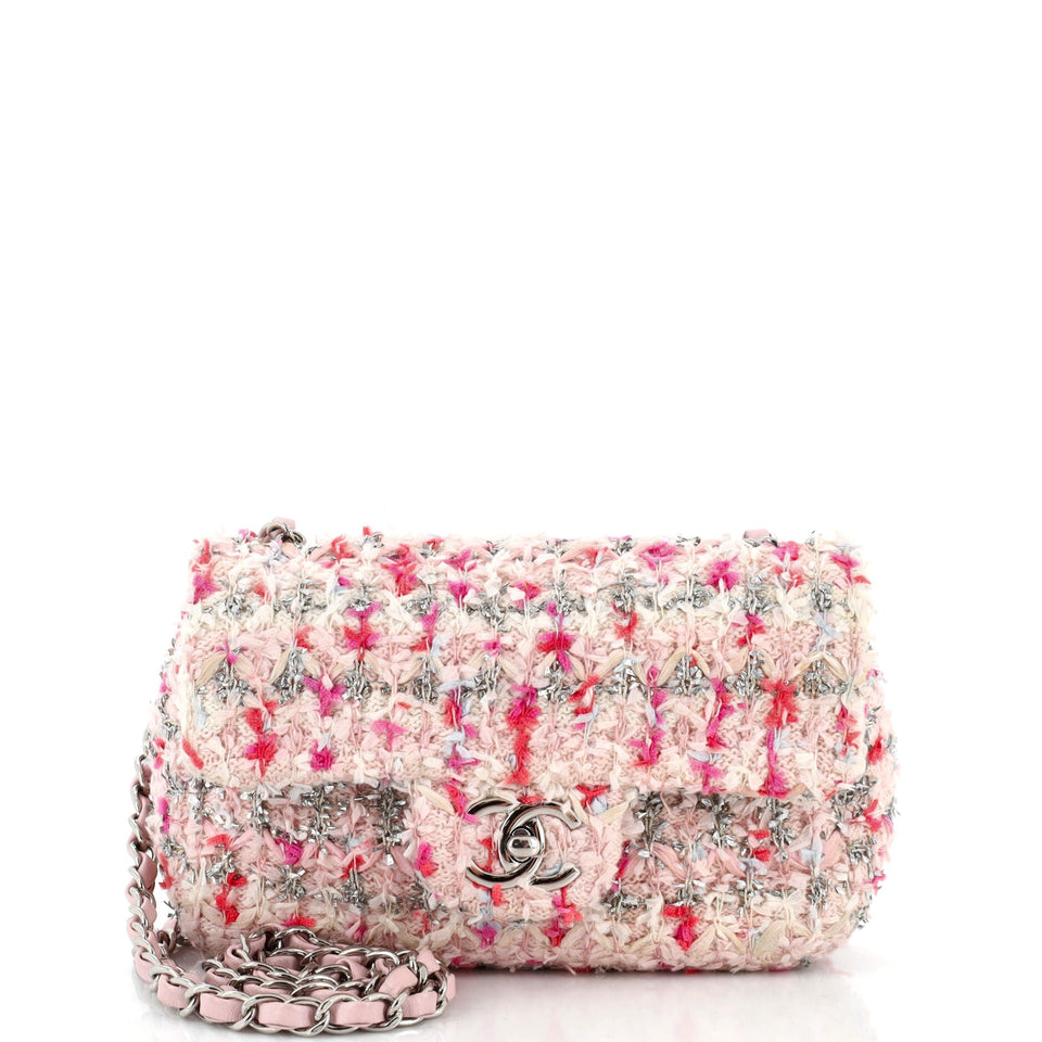 Classic Single Flap Bag Quilted Tweed and Ribbon Mini