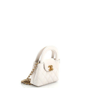 Kelly Top Handle Clutch with Chain Quilted Shiny Aged Calfskin