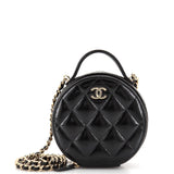 Handle with Care Round Vanity Case with Chain Quilted Patent Small