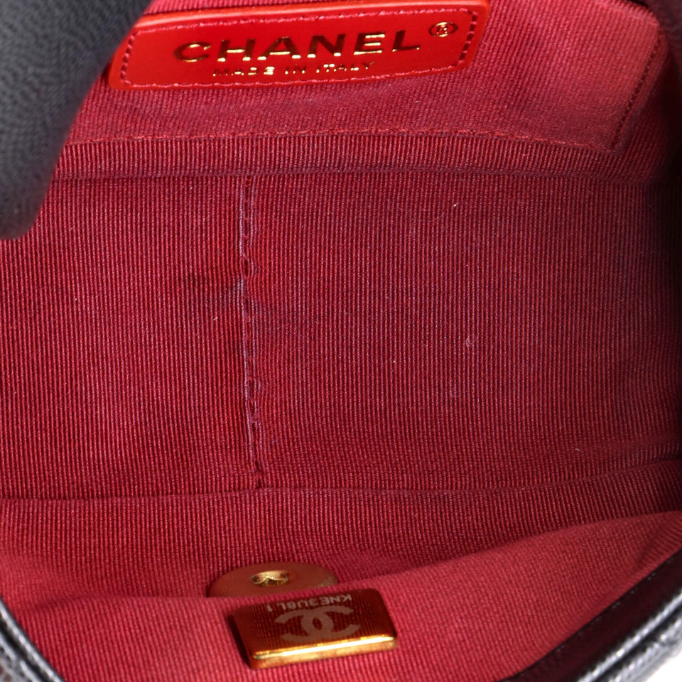 Twist Your Buttons Flap Bag Quilted Caviar Mini