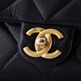 Twist Your Buttons Flap Bag Quilted Caviar Mini