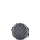 Pearl Strap Round Clutch with Chain Quilted Iridescent Lambskin