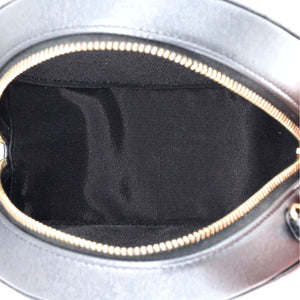 Pearl Strap Round Clutch with Chain Quilted Iridescent Lambskin