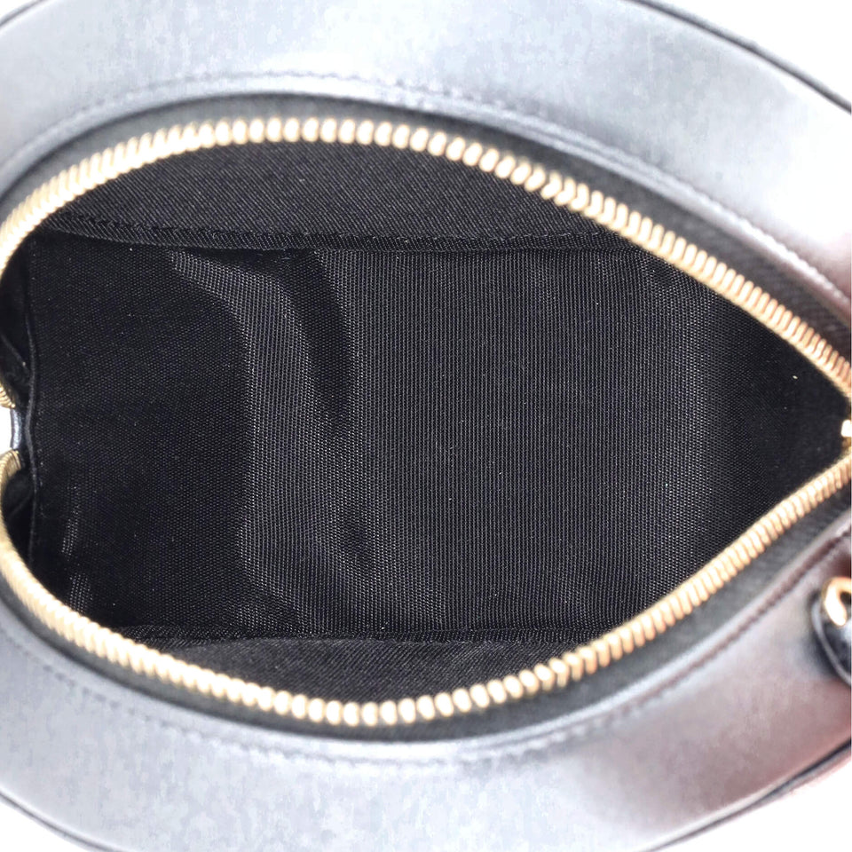 Pearl Strap Round Clutch with Chain Quilted Iridescent Lambskin