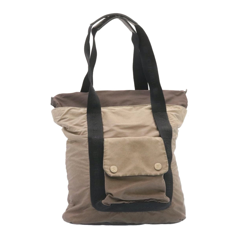 CHANEL Tote Bag Nylon Brown CC  26722A
