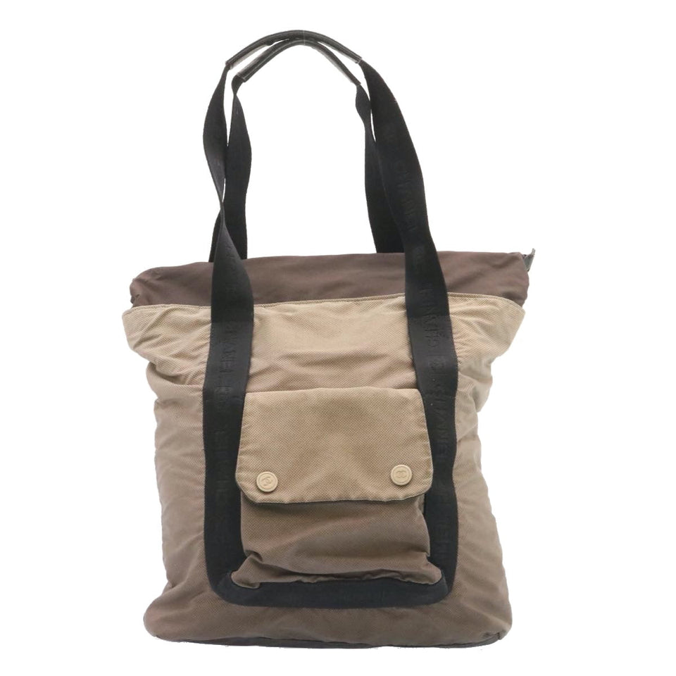 CHANEL Tote Bag Nylon Brown CC  26722A