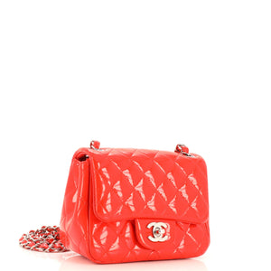 Square Classic Single Flap Bag Quilted Patent Mini