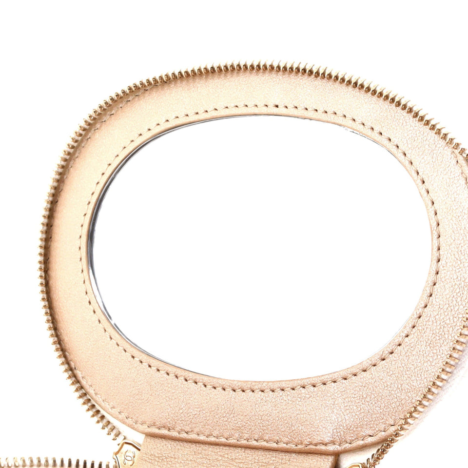 CC Ruched Oval Top Handle Quilted Lambskin Mini